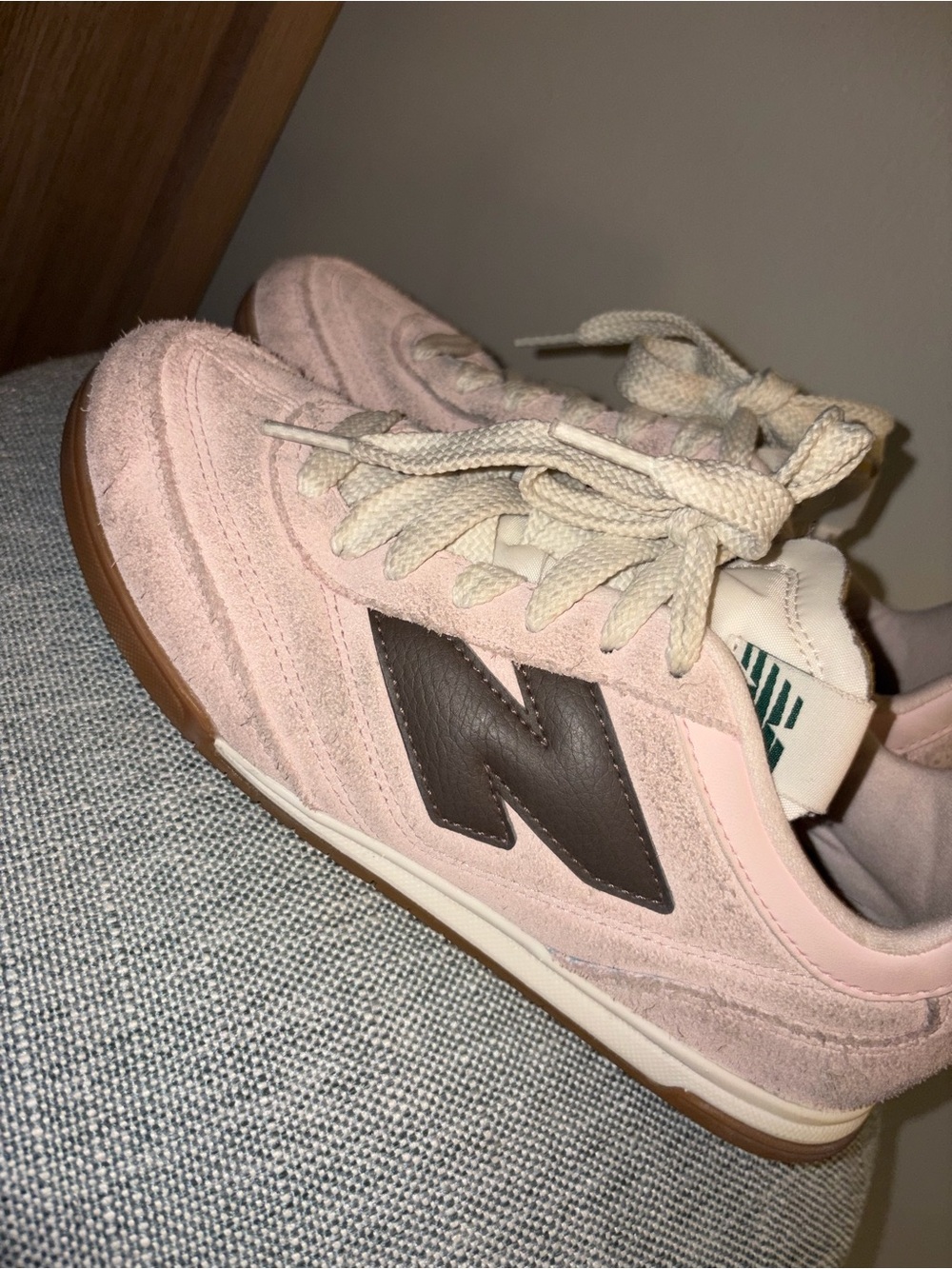 New Balance RC42 Pink Suede Sneakers with Brown N Logo